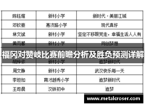 福冈对赞岐比赛前瞻分析及胜负预测详解